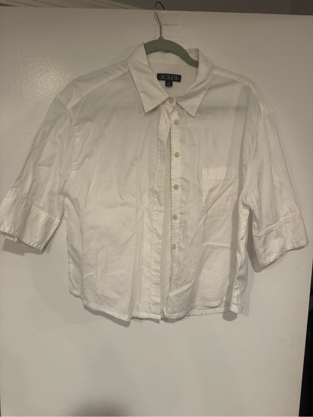 J.Crew White Short-Sleeve Button-Up Shirt, 100% cotton
